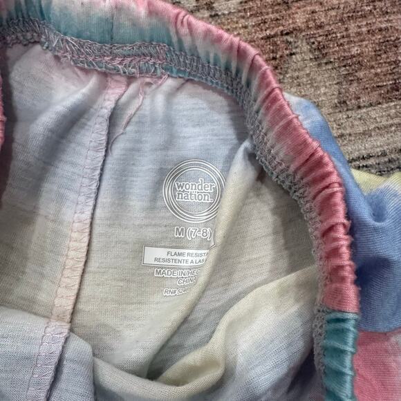 Wonder Nation Girls Pastel Color Block Pajama Set - M (7/8) - Picture 8 of 8